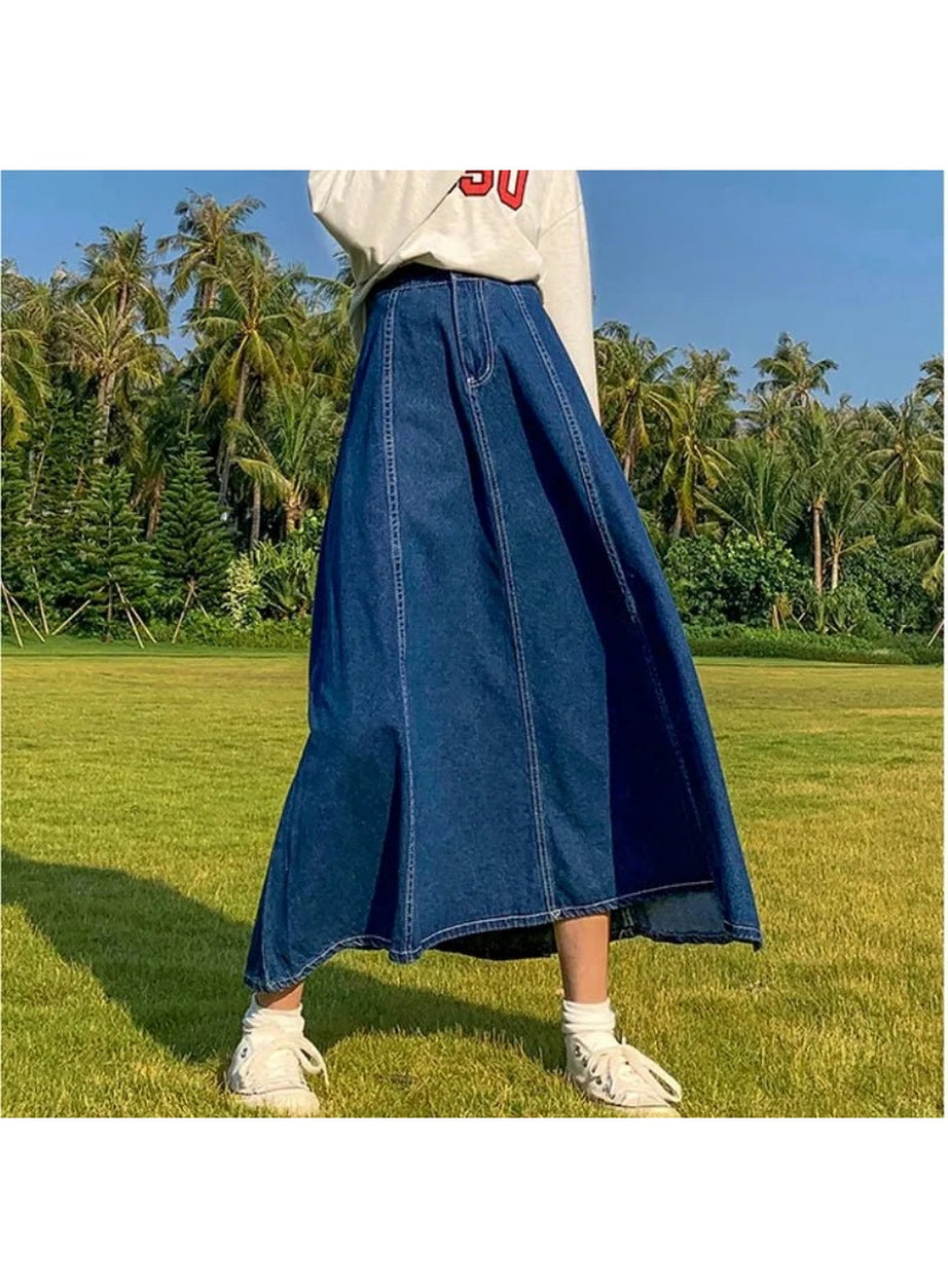 Y2k High Waisted Jean Splicing Skirt