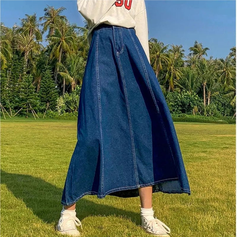 Y2k High Waisted Jean Splicing Skirt