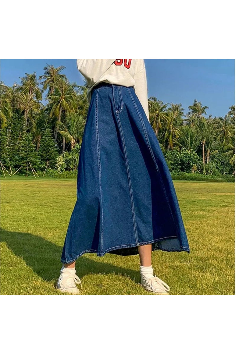 Y2k High Waisted Jean Splicing Skirt
