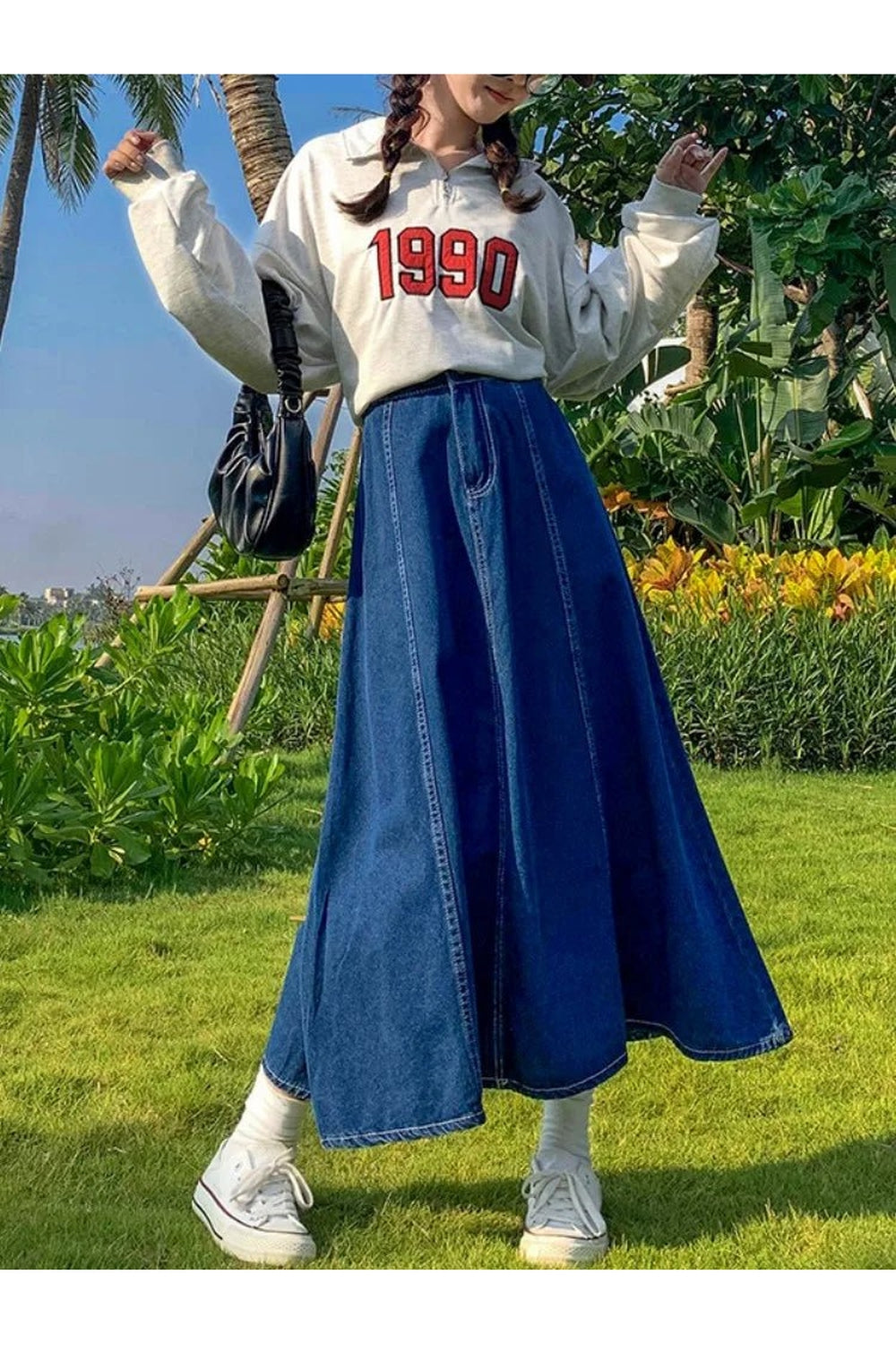 Y2k High Waisted Jean Splicing Skirt