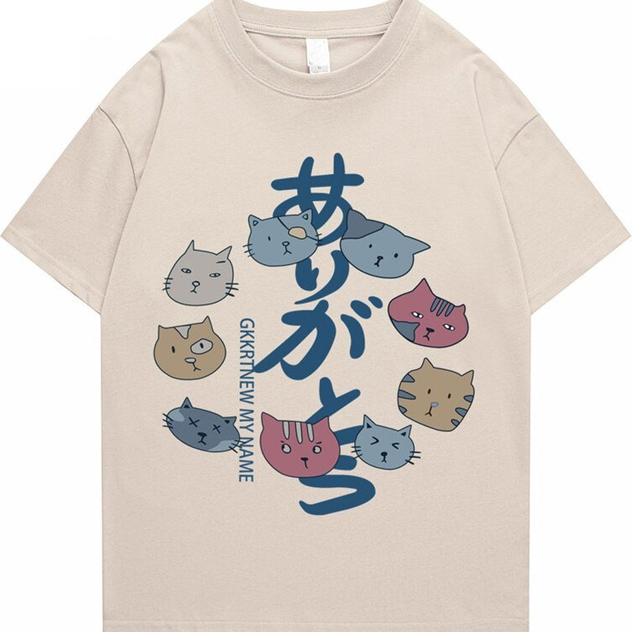 Y2k Hip Hop Kanji Cat T-Shirt