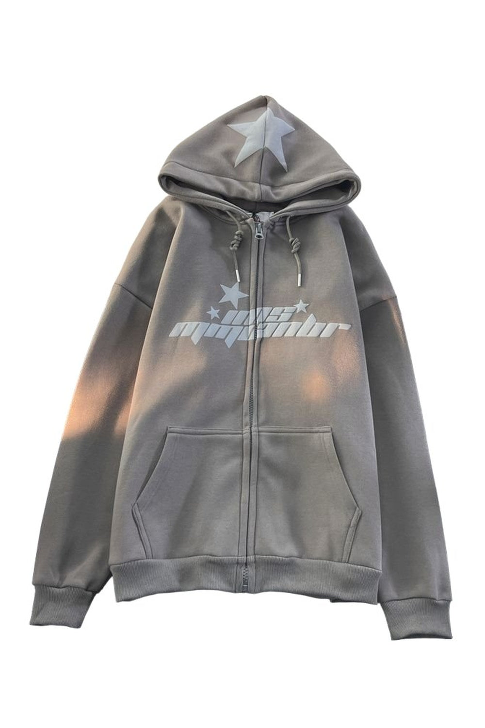 Y2k Hip Hop Zipper Star Print Hoodie