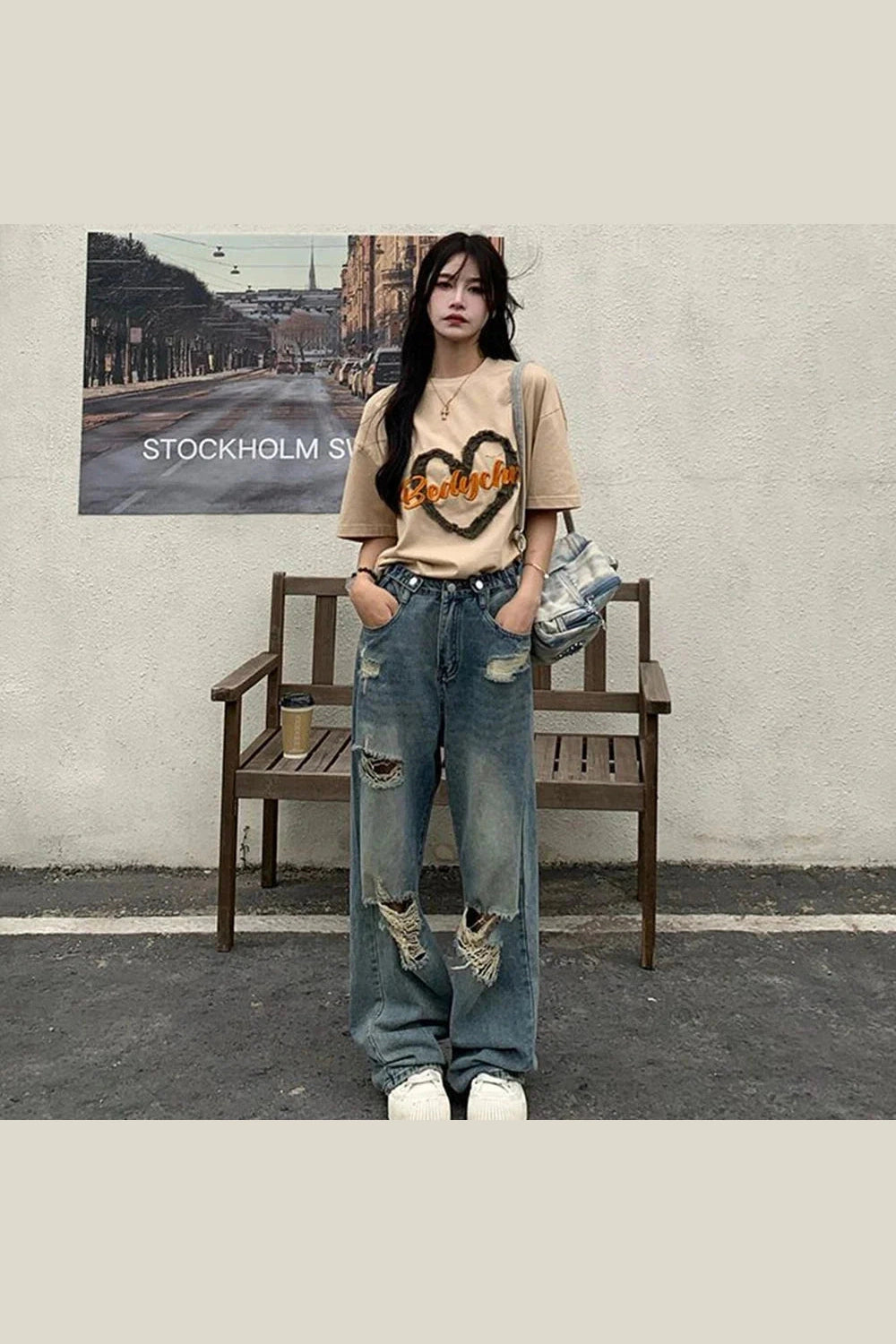 Y2k Hole-punched High Waist Jeans