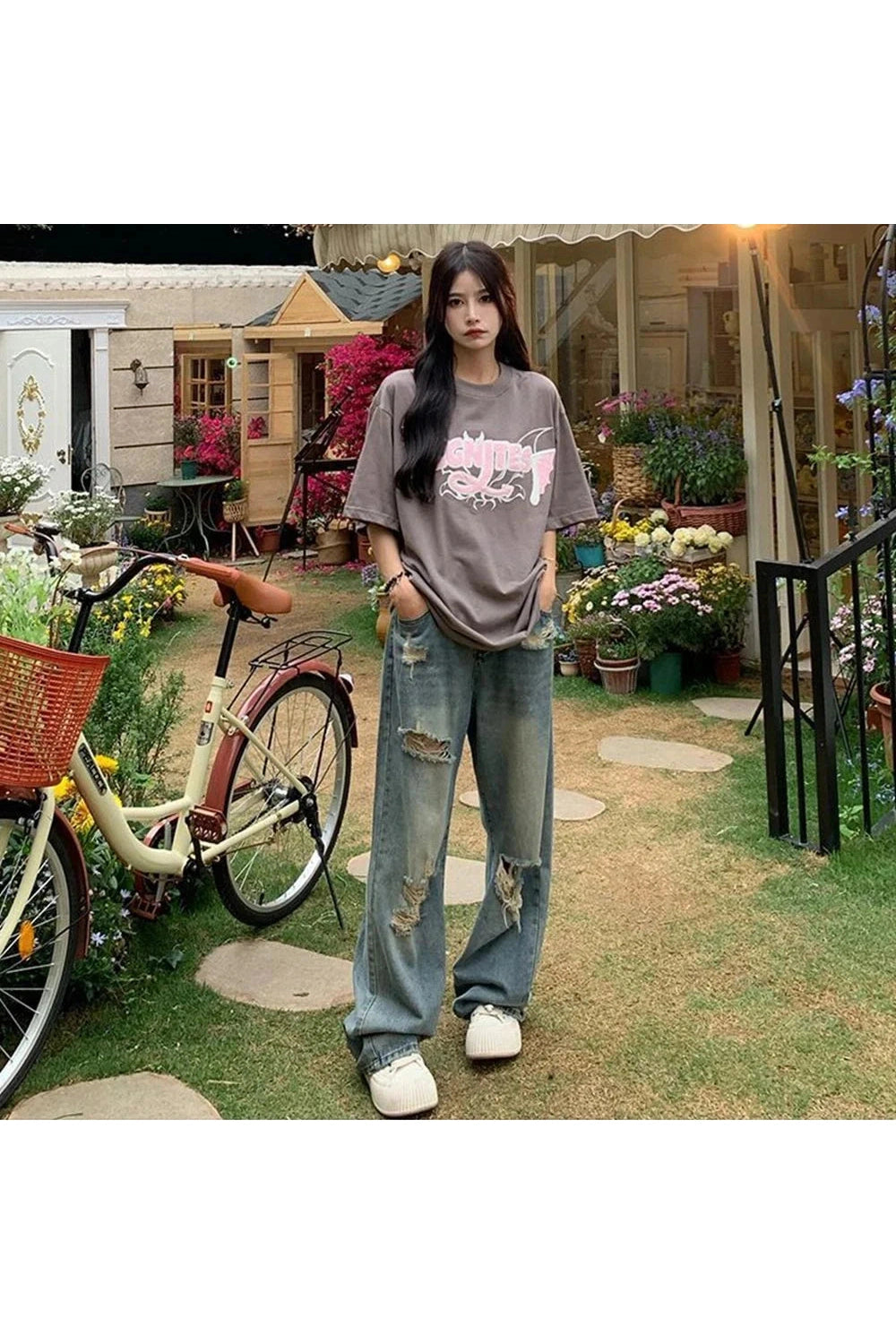 Y2k Hole-punched High Waist Jeans