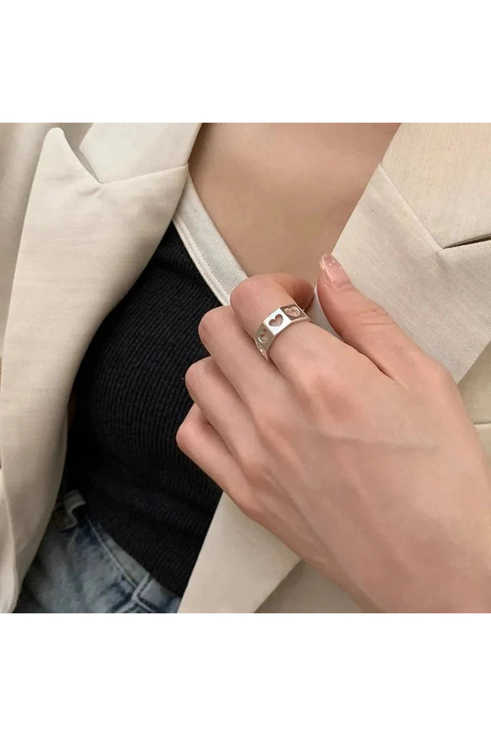 Y2k Hollow Heart Ring