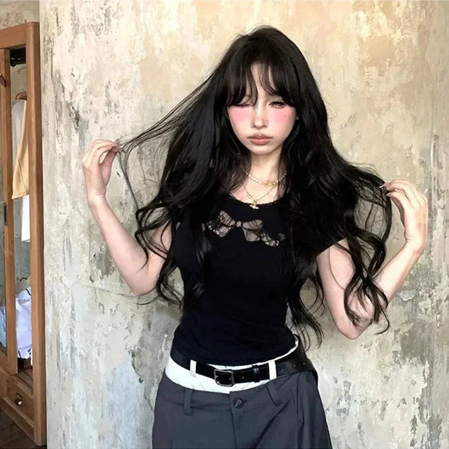 Y2k Hollow Out Cotton Top