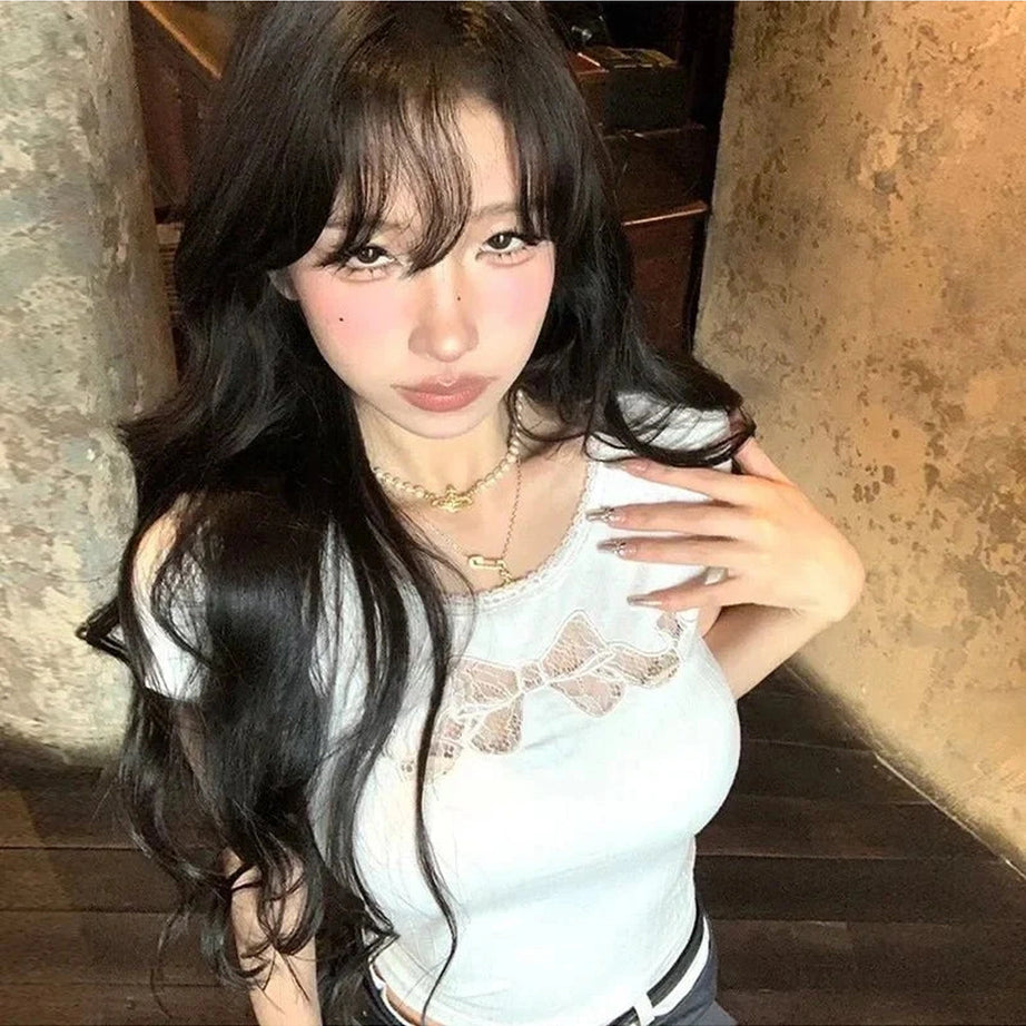 Y2k Hollow Out Cotton Top