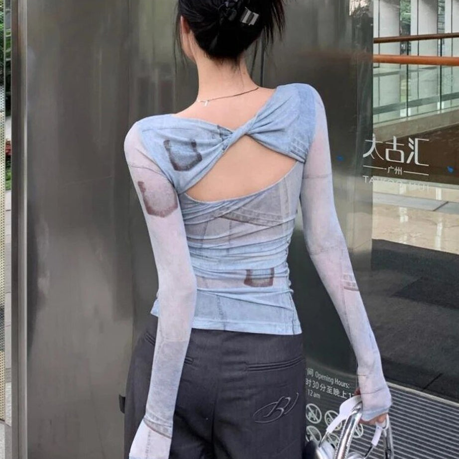 Y2k Hollow Out Creative T-shirt