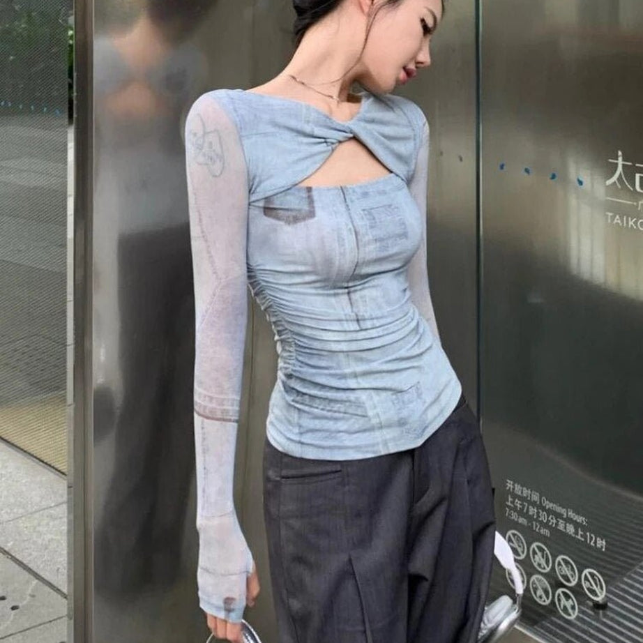 Y2k Hollow Out Creative T-shirt