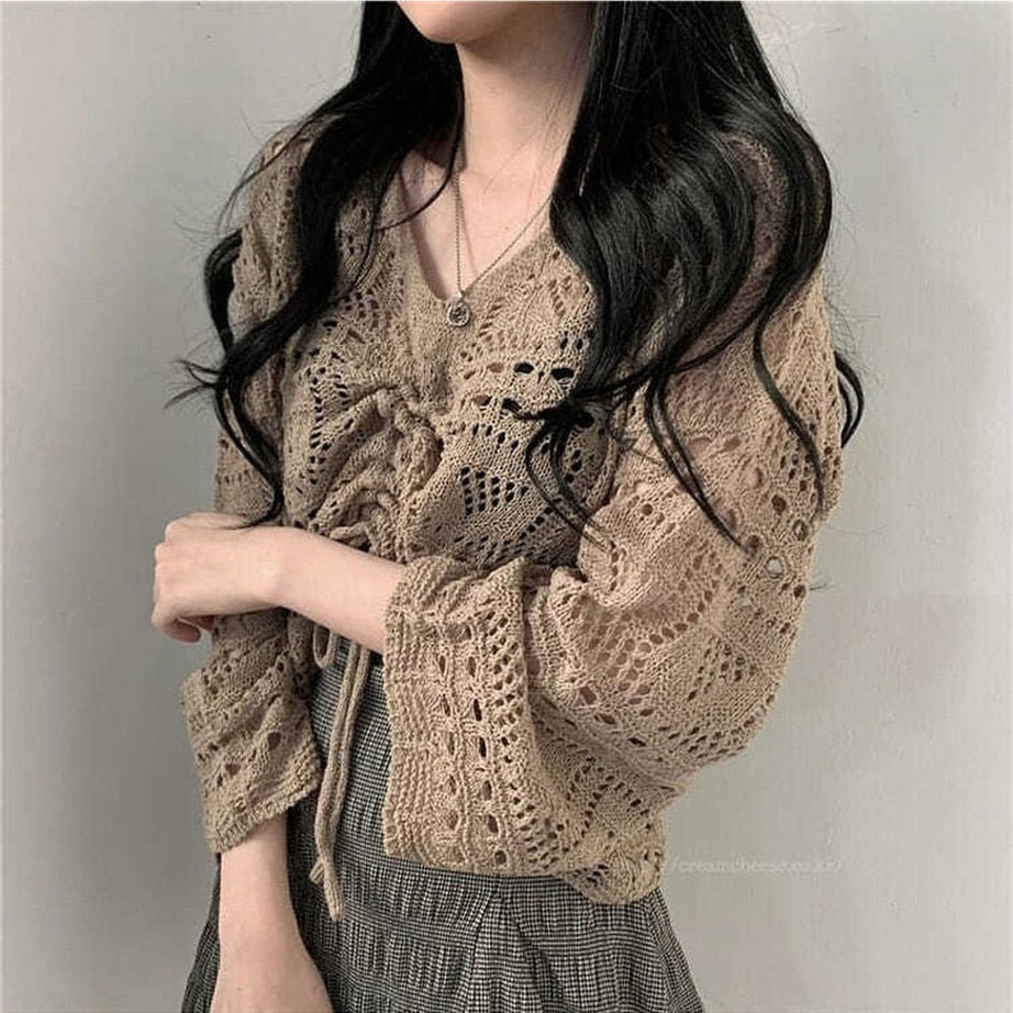 Y2k Hollow Out Knit Aesthetic Sweater