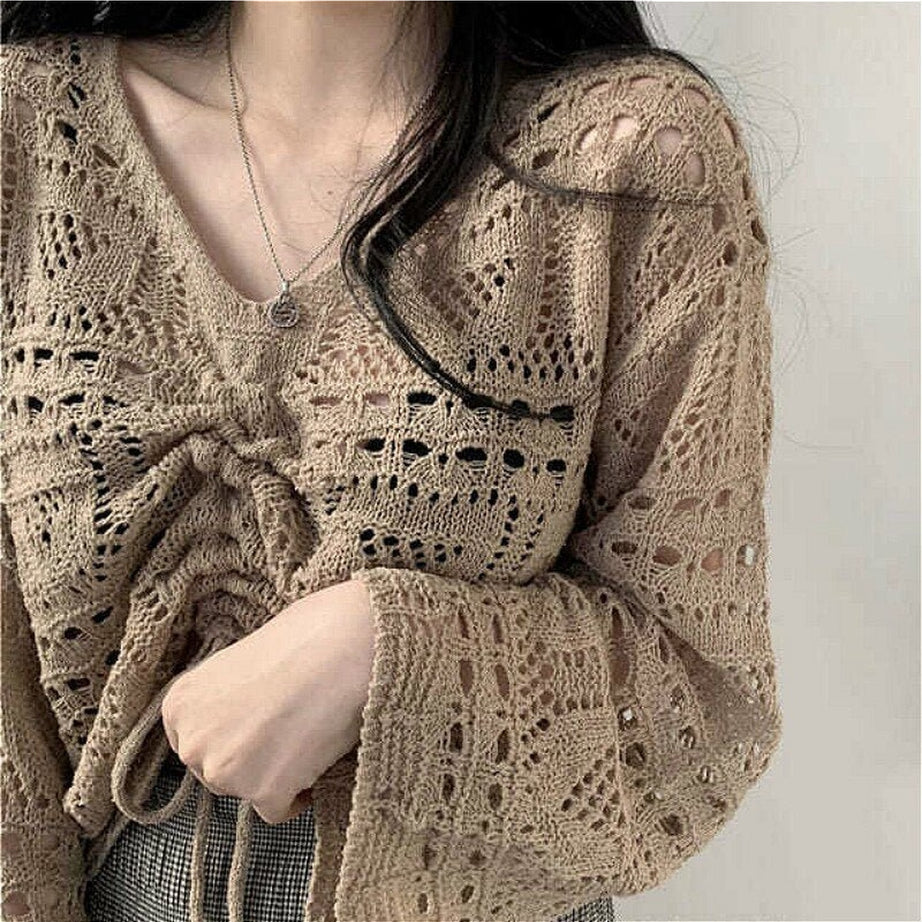 Y2k Hollow Out Knit Aesthetic Sweater