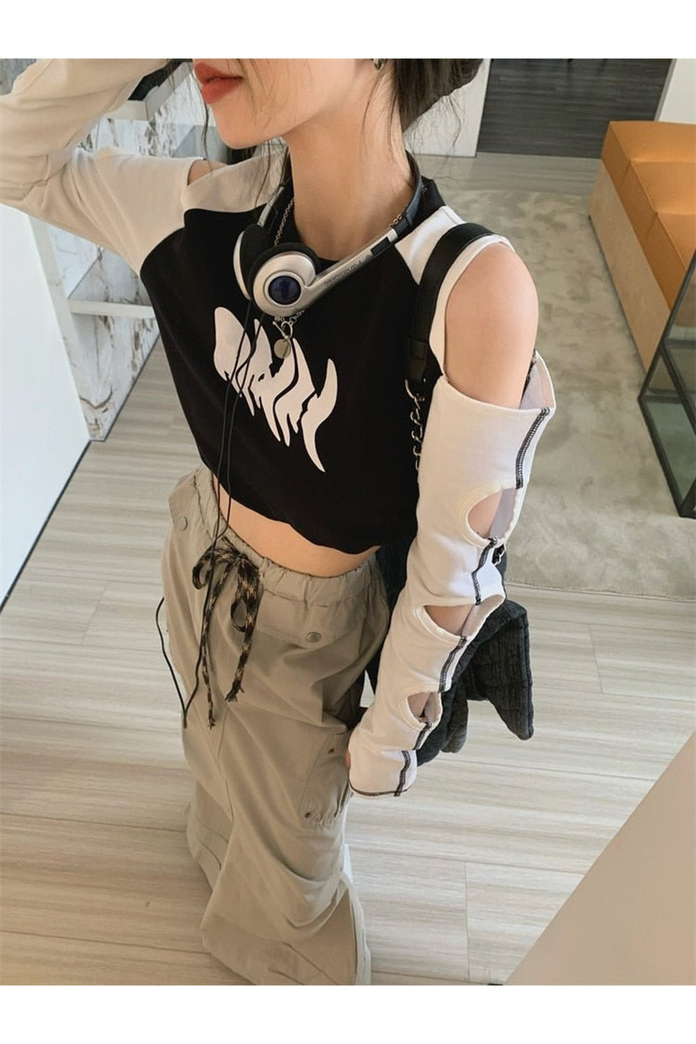 Y2k Hollow Out Long Sleeve Crop Top