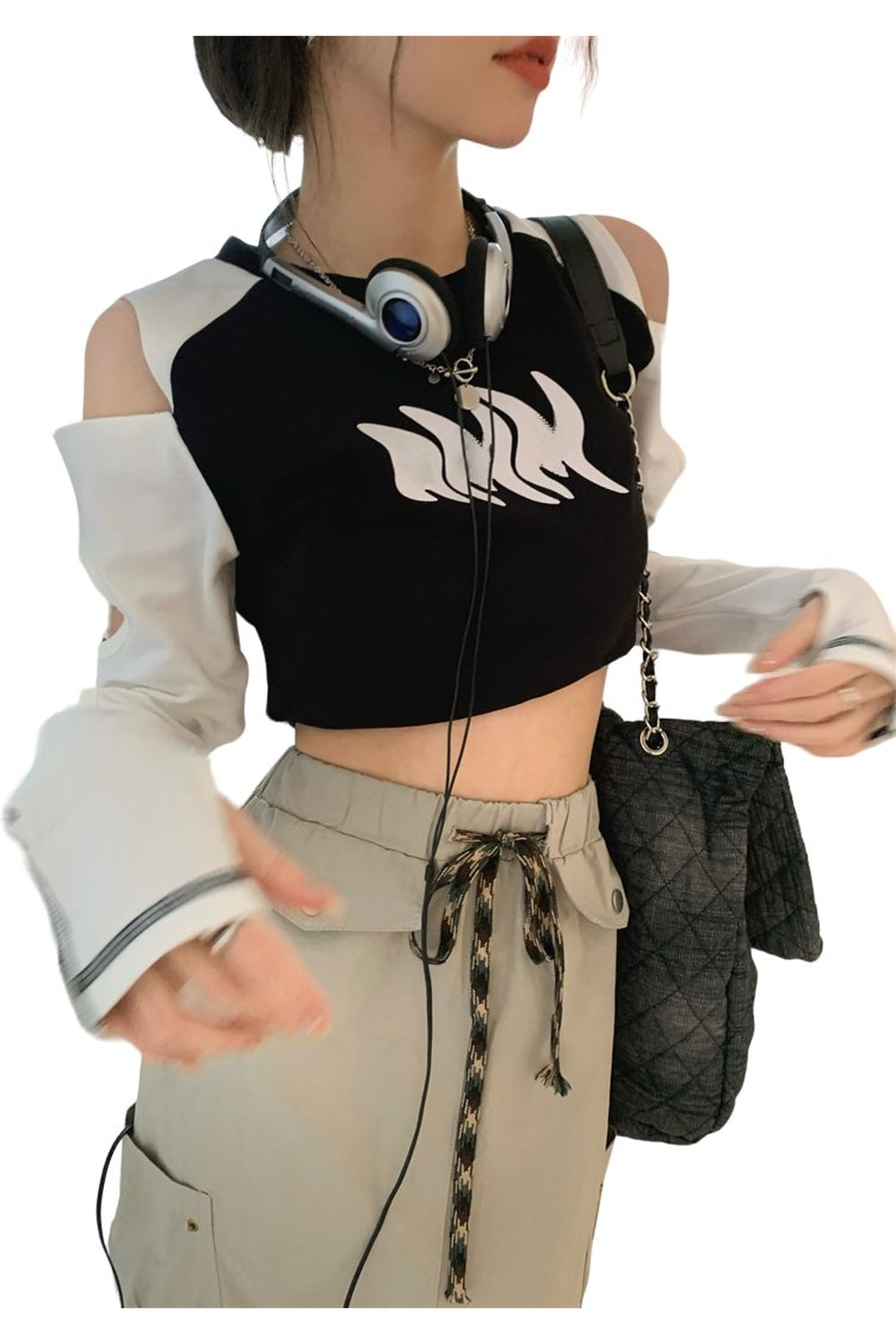 Y2k Hollow Out Long Sleeve Crop Top