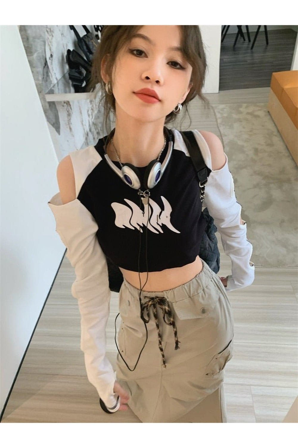 Y2k Hollow Out Long Sleeve Crop Top