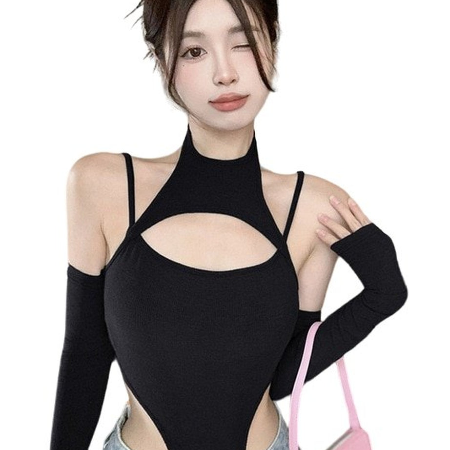 Y2k Hollow Out Off Shoulder Bodysuit