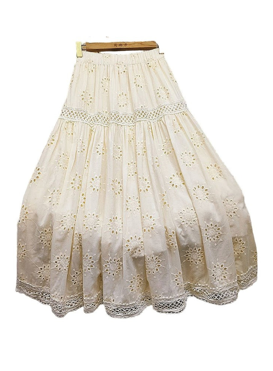 Y2k Hollowed-out Embroidered Long Skirt