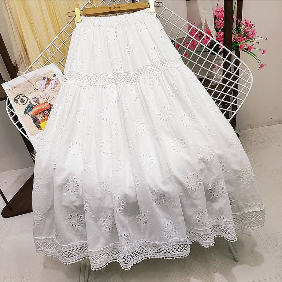 Y2k Hollowed-out Embroidered Long Skirt