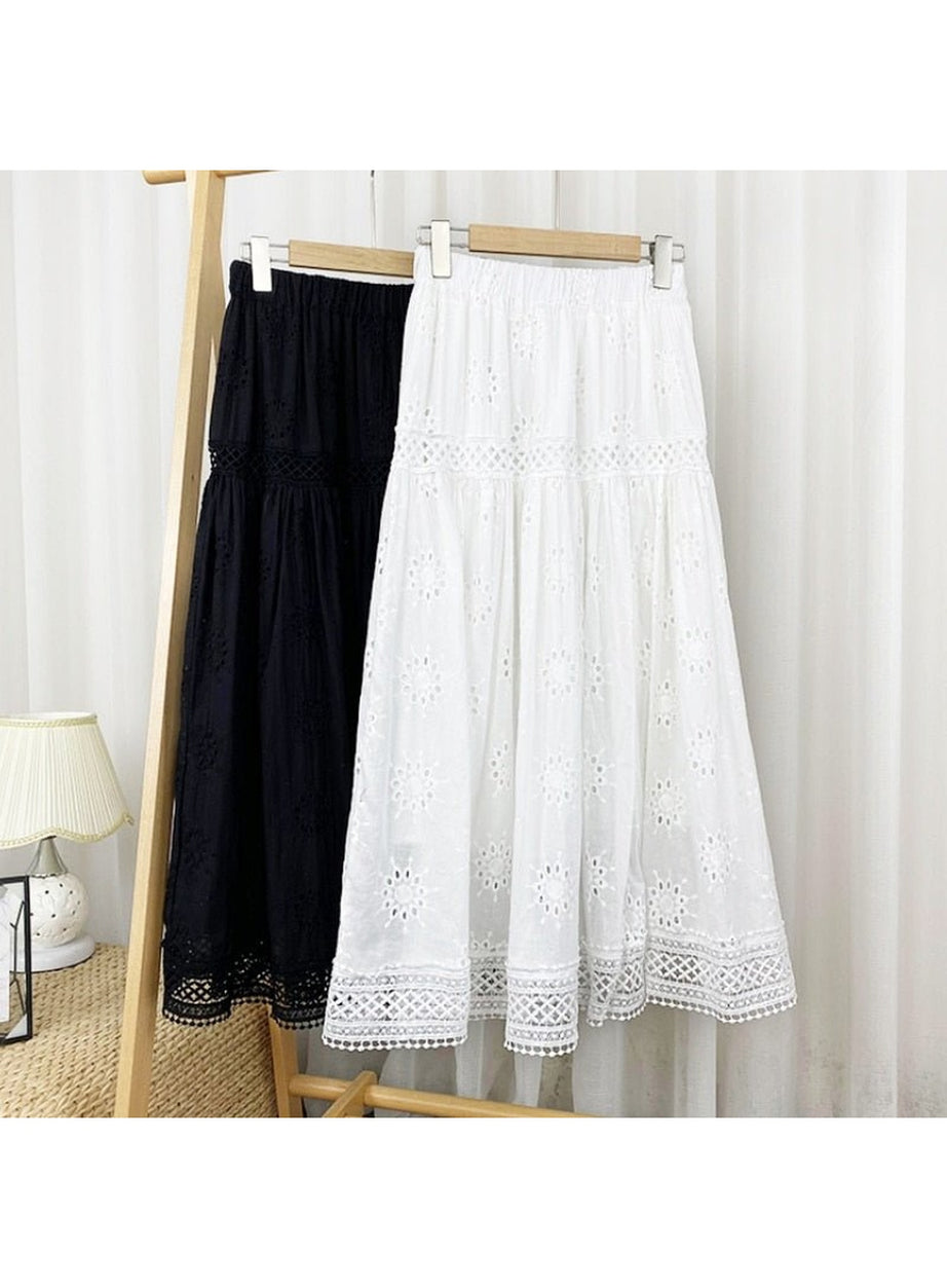 Y2k Hollowed-out Embroidered Long Skirt
