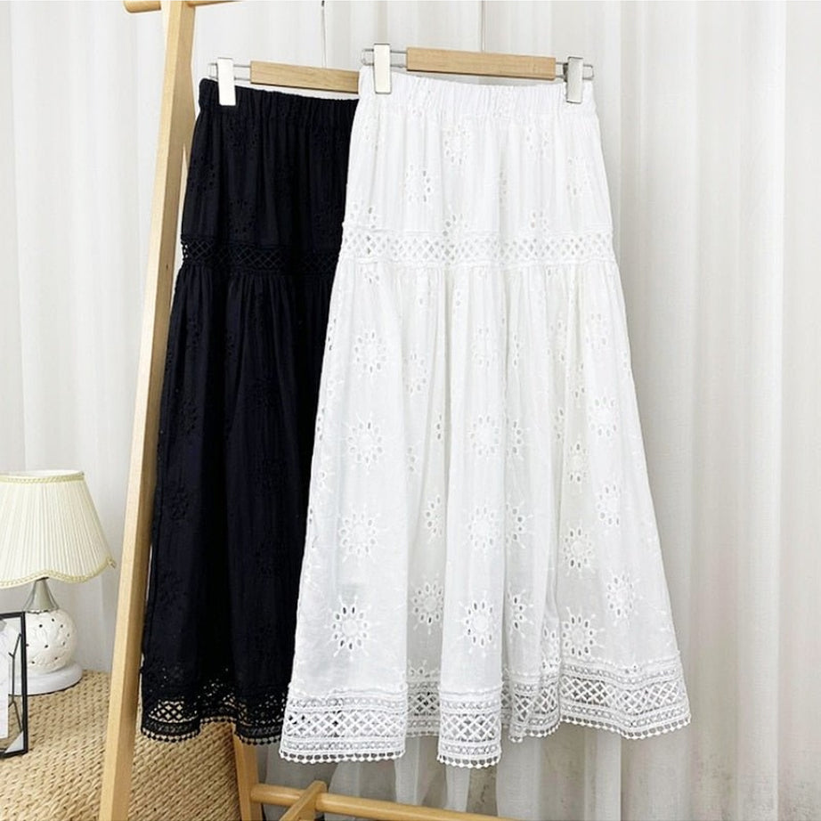Y2k Hollowed-out Embroidered Long Skirt