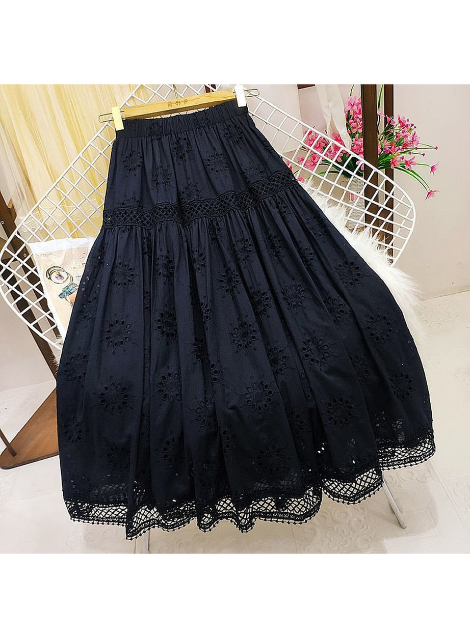 Y2k Hollowed-out Embroidered Long Skirt