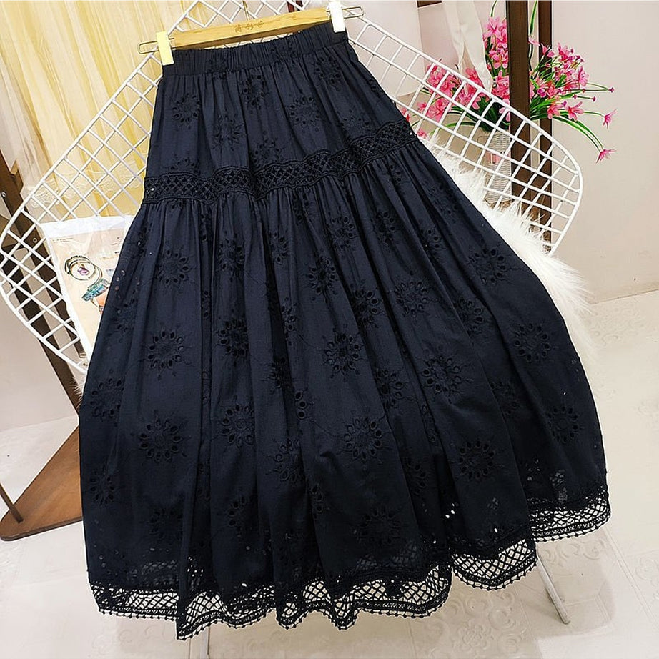 Y2k Hollowed-out Embroidered Long Skirt