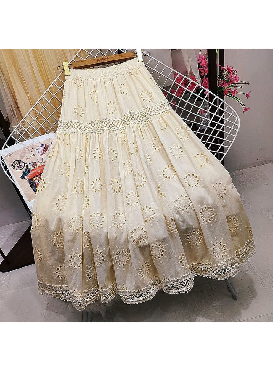 Y2k Hollowed-out Embroidered Long Skirt