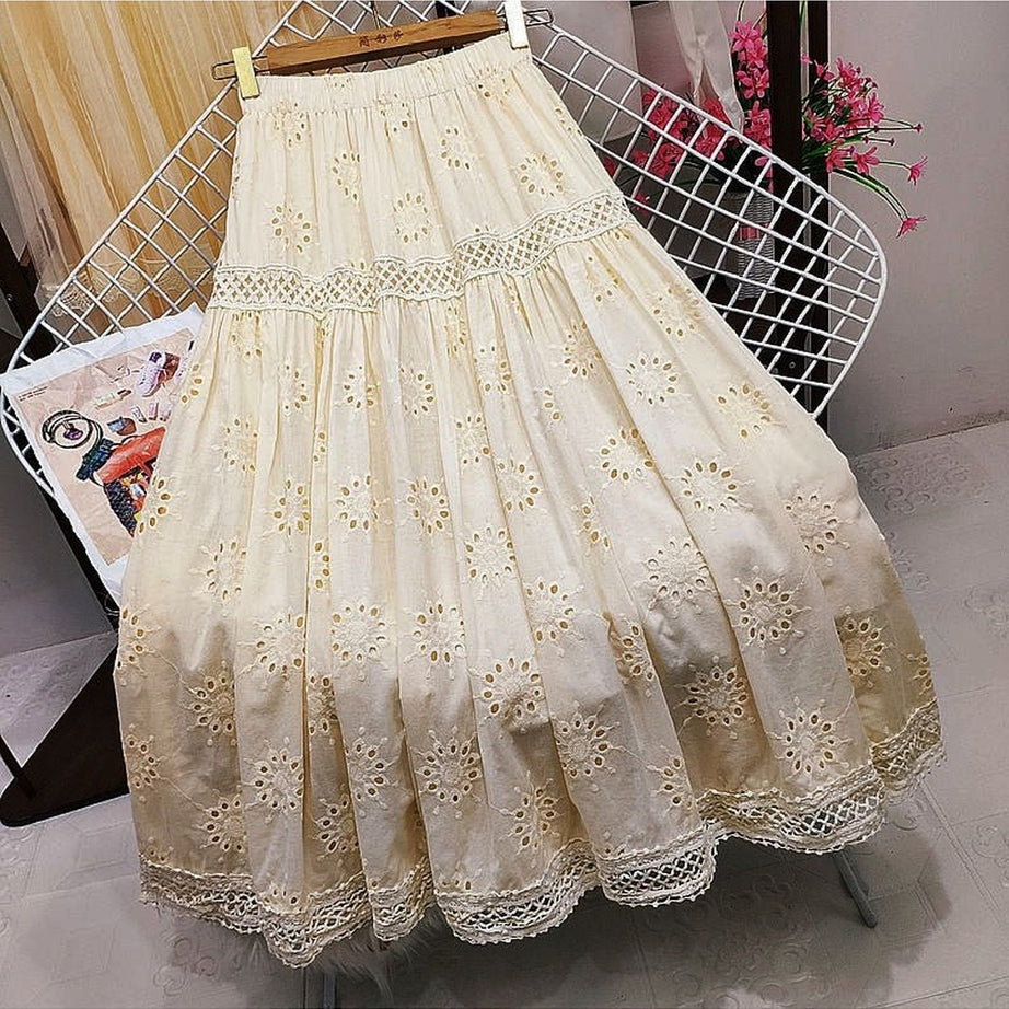 Y2k Hollowed-out Embroidered Long Skirt