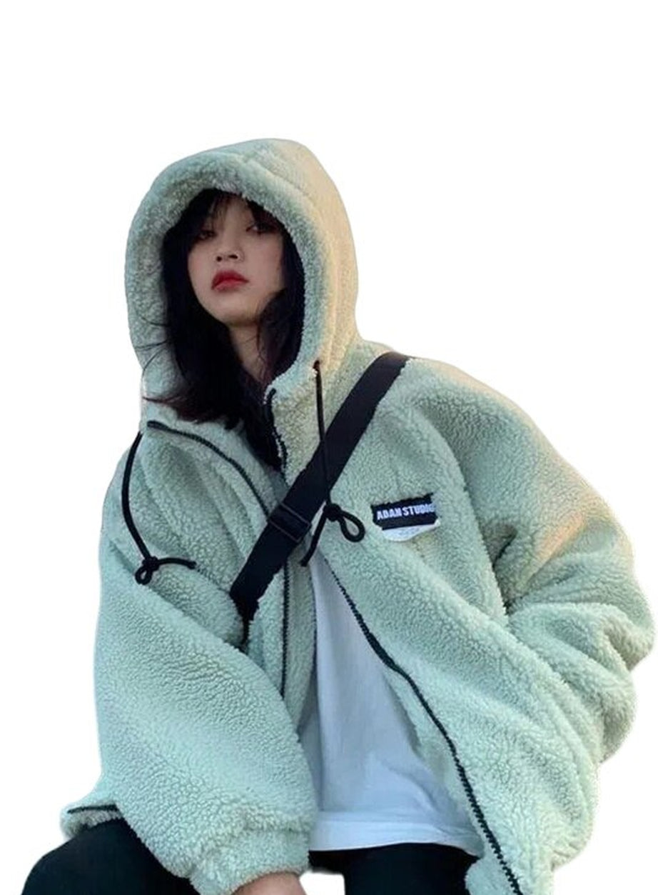 Y2k Hooded Lamb Plush Sweatshirt