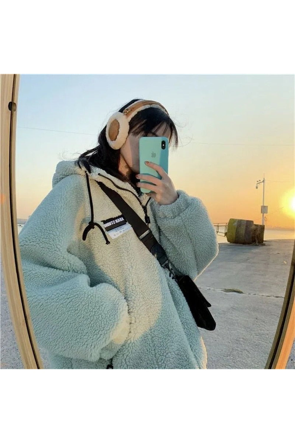 Y2k Hooded Lamb Plush Sweatshirt