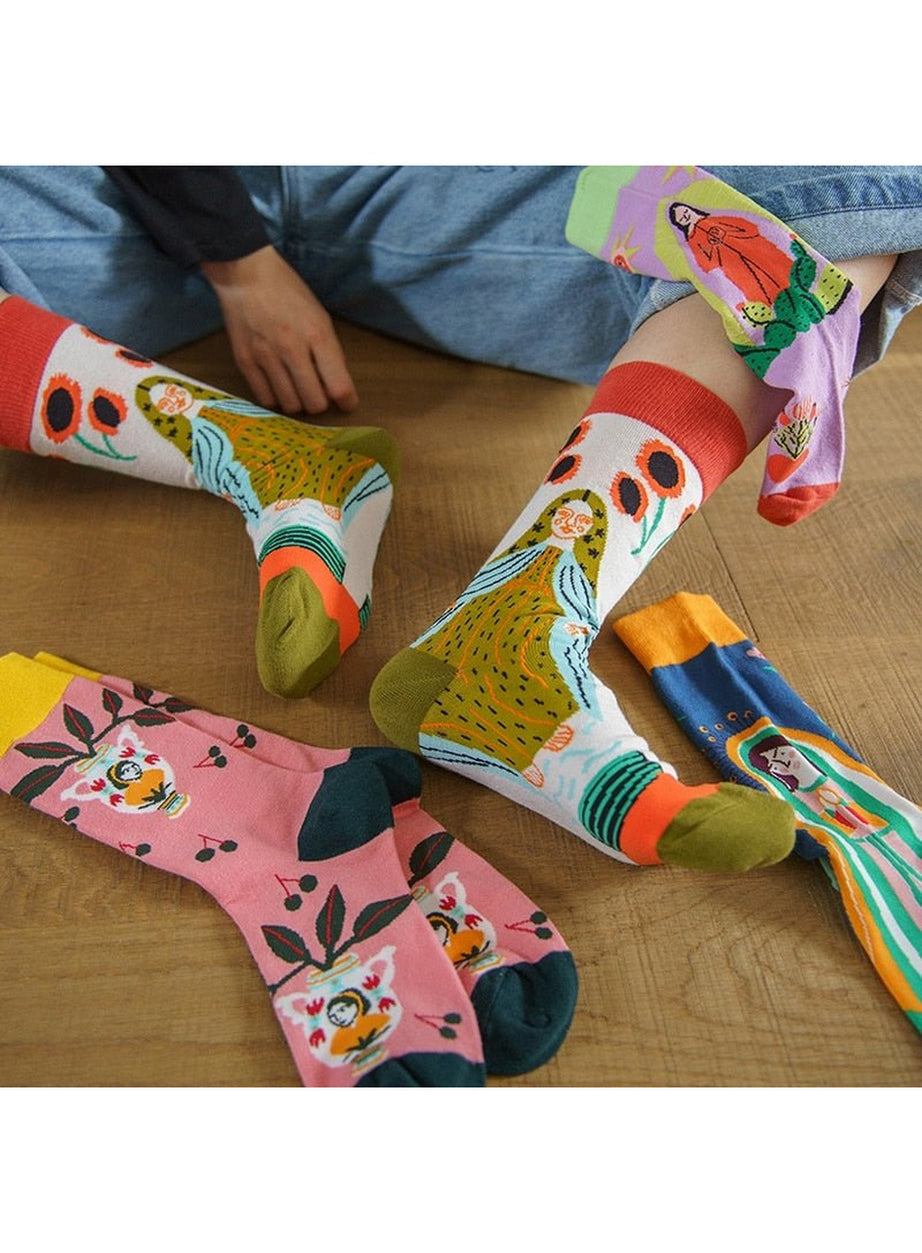 Y2k Indie Aesthetic Creative Abstract Socks
