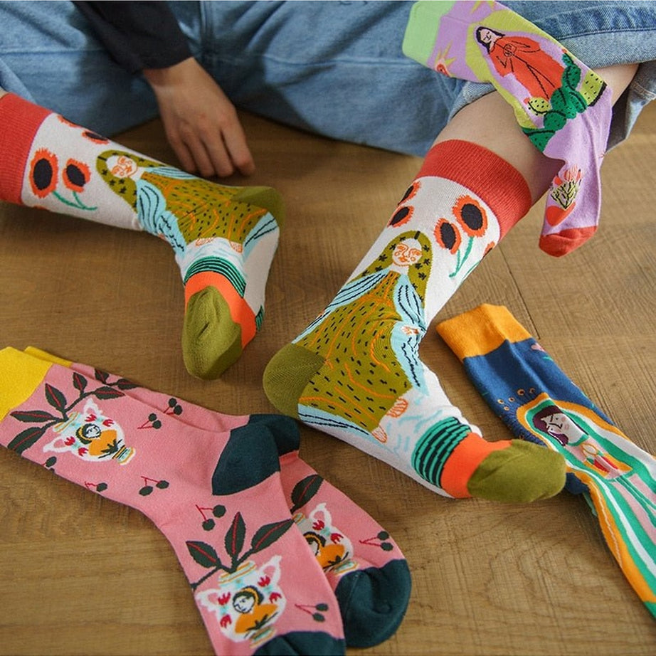 Y2k Indie Aesthetic Creative Abstract Socks