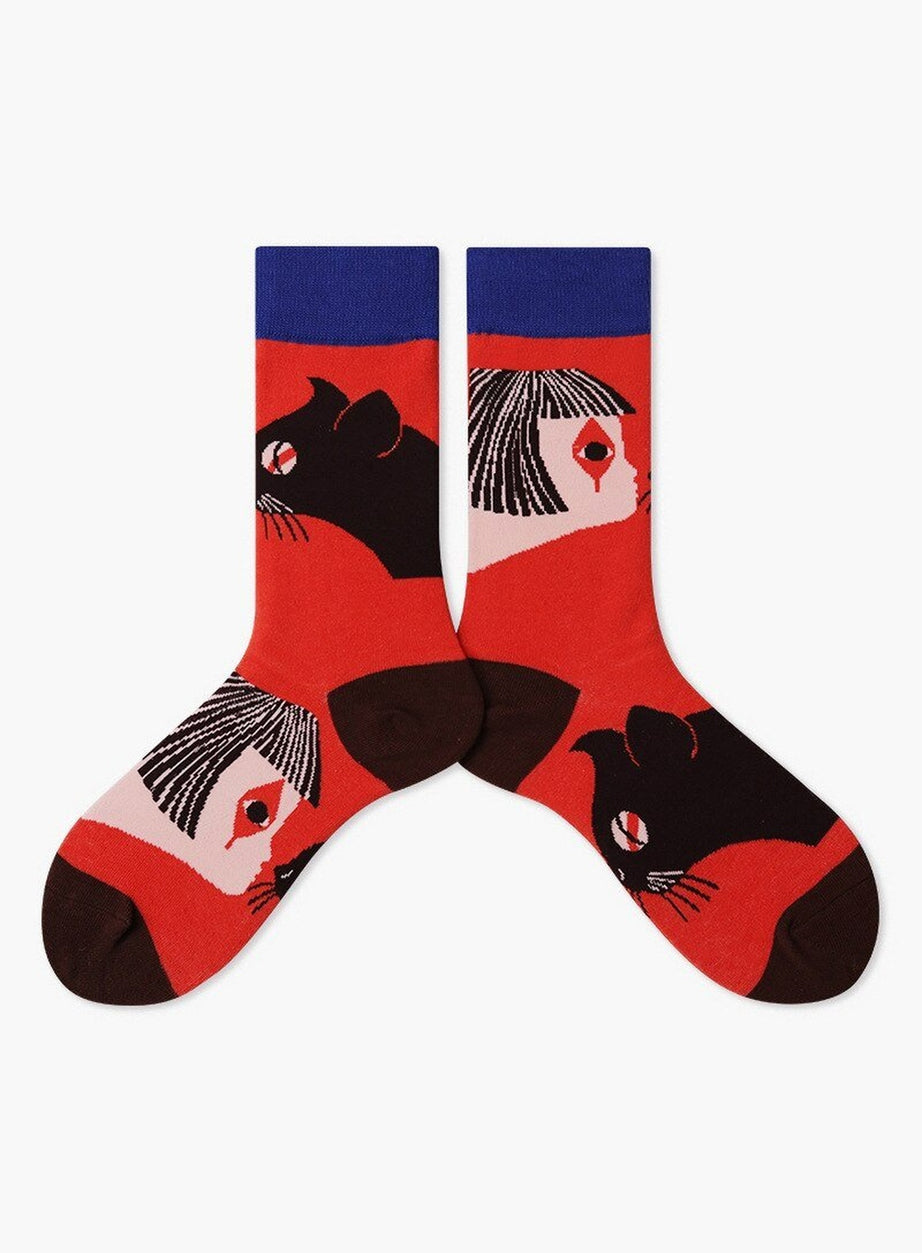 Y2k Indie Aesthetic Creative Abstract Socks