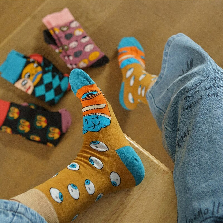 Y2k Indie Aesthetic Creative Abstract Socks
