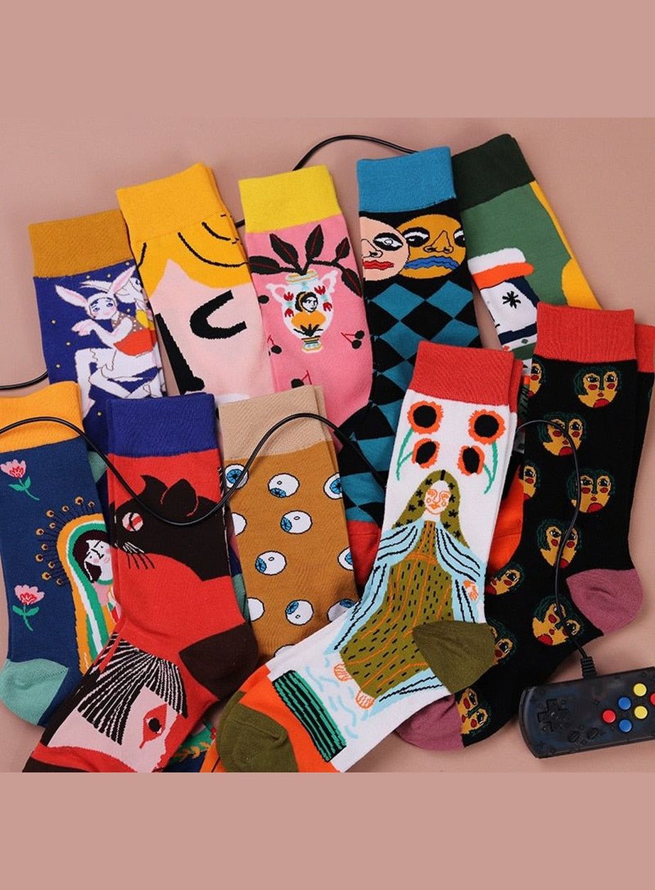 Y2k Indie Aesthetic Creative Abstract Socks