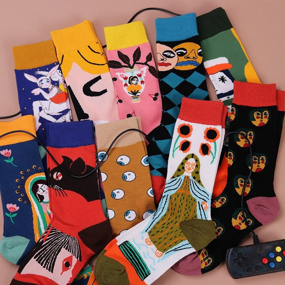 Y2k Indie Aesthetic Creative Abstract Socks