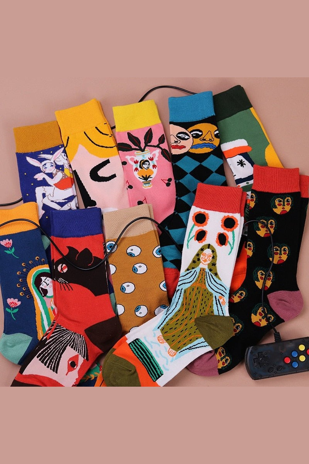 Y2k Indie Aesthetic Creative Abstract Socks