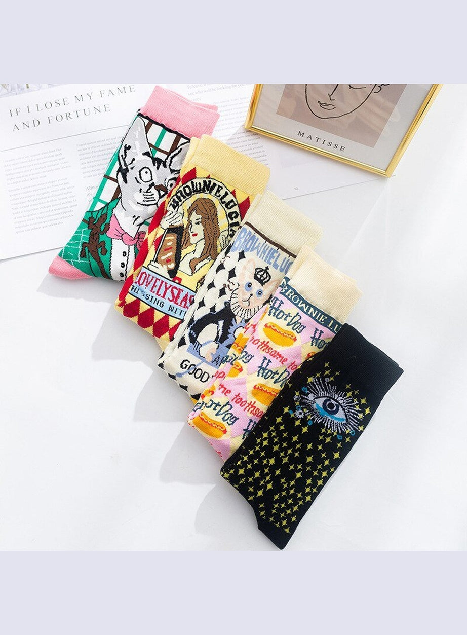 Y2k Indie Aesthetic Print Cute Socks