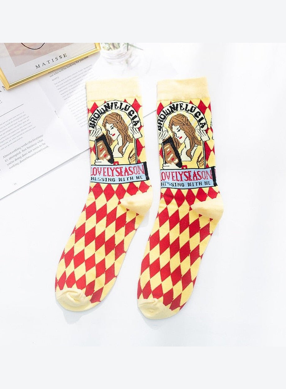 Y2k Indie Aesthetic Print Cute Socks