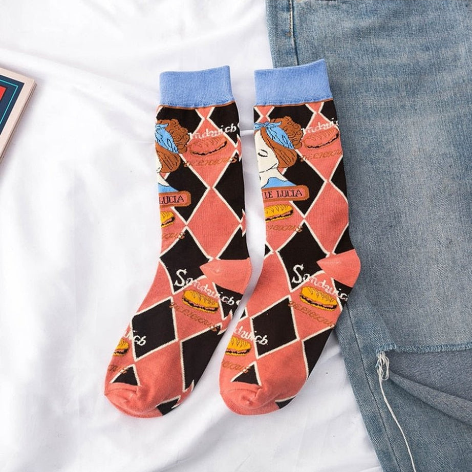 Y2k Indie Aesthetic Print Cute Socks