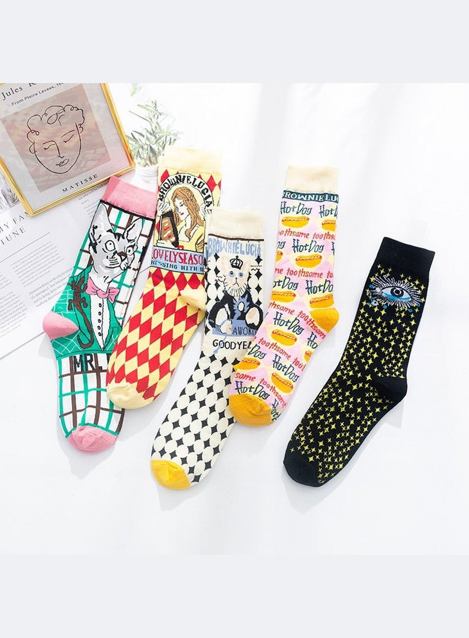 Y2k Indie Aesthetic Print Cute Socks
