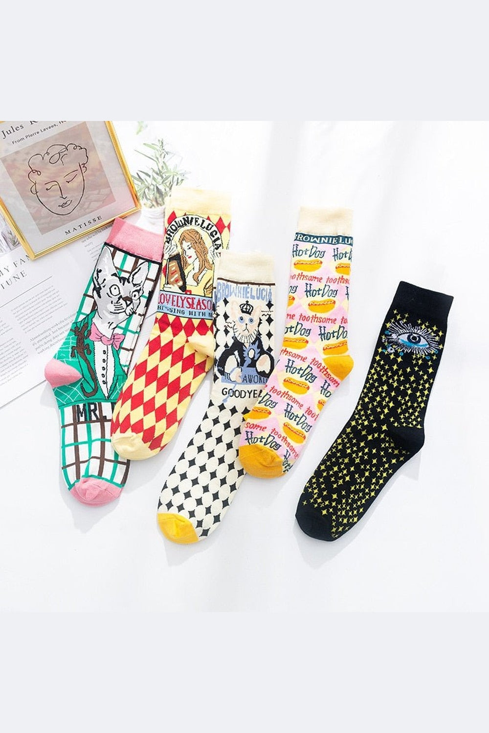 Y2k Indie Aesthetic Print Cute Socks