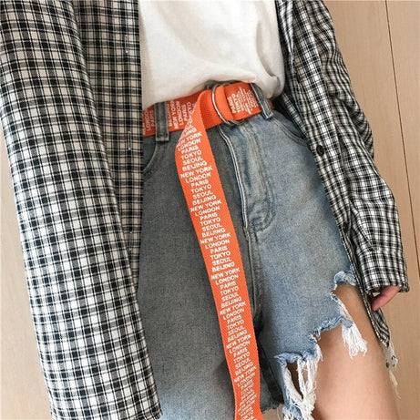 Indie Letter Printing Canvas Belt - Belts