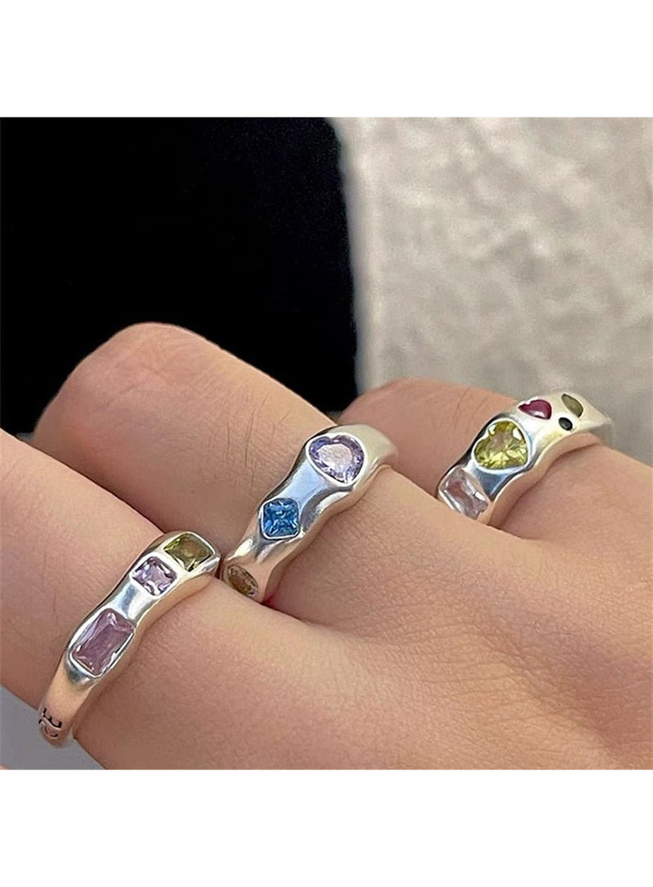 Y2k Indie Opal Zircon Ring