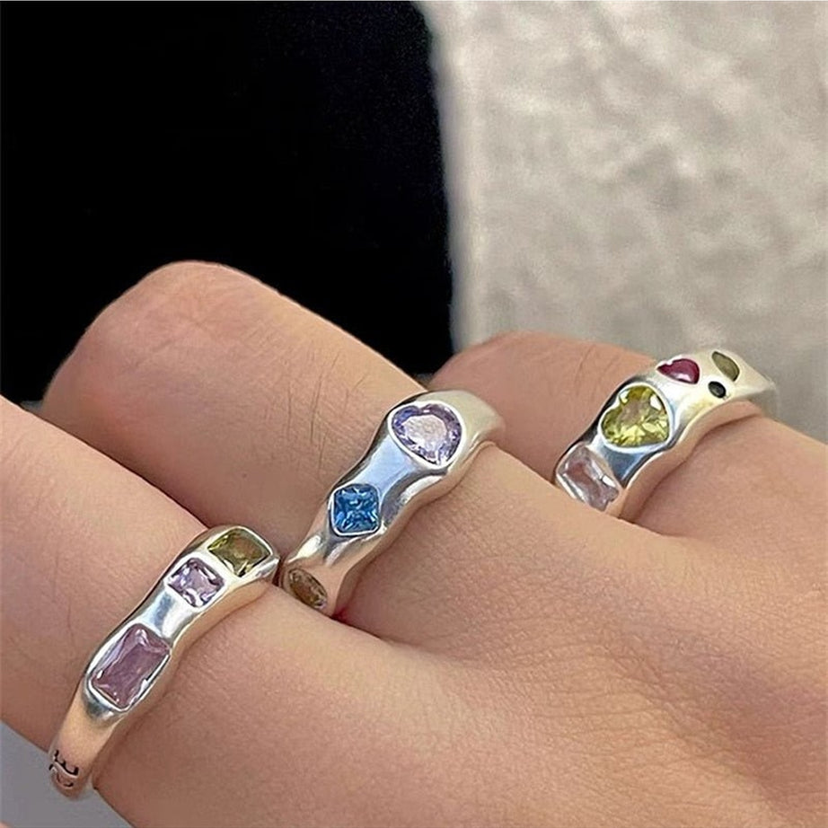 Y2k Indie Opal Zircon Ring