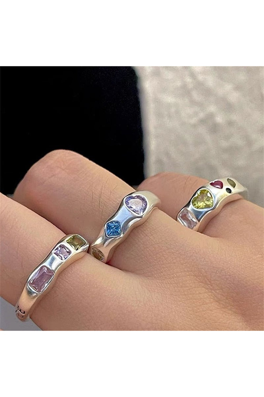 Y2k Indie Opal Zircon Ring