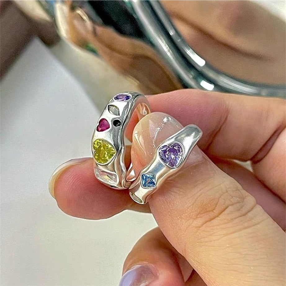 Y2k Indie Opal Zircon Ring