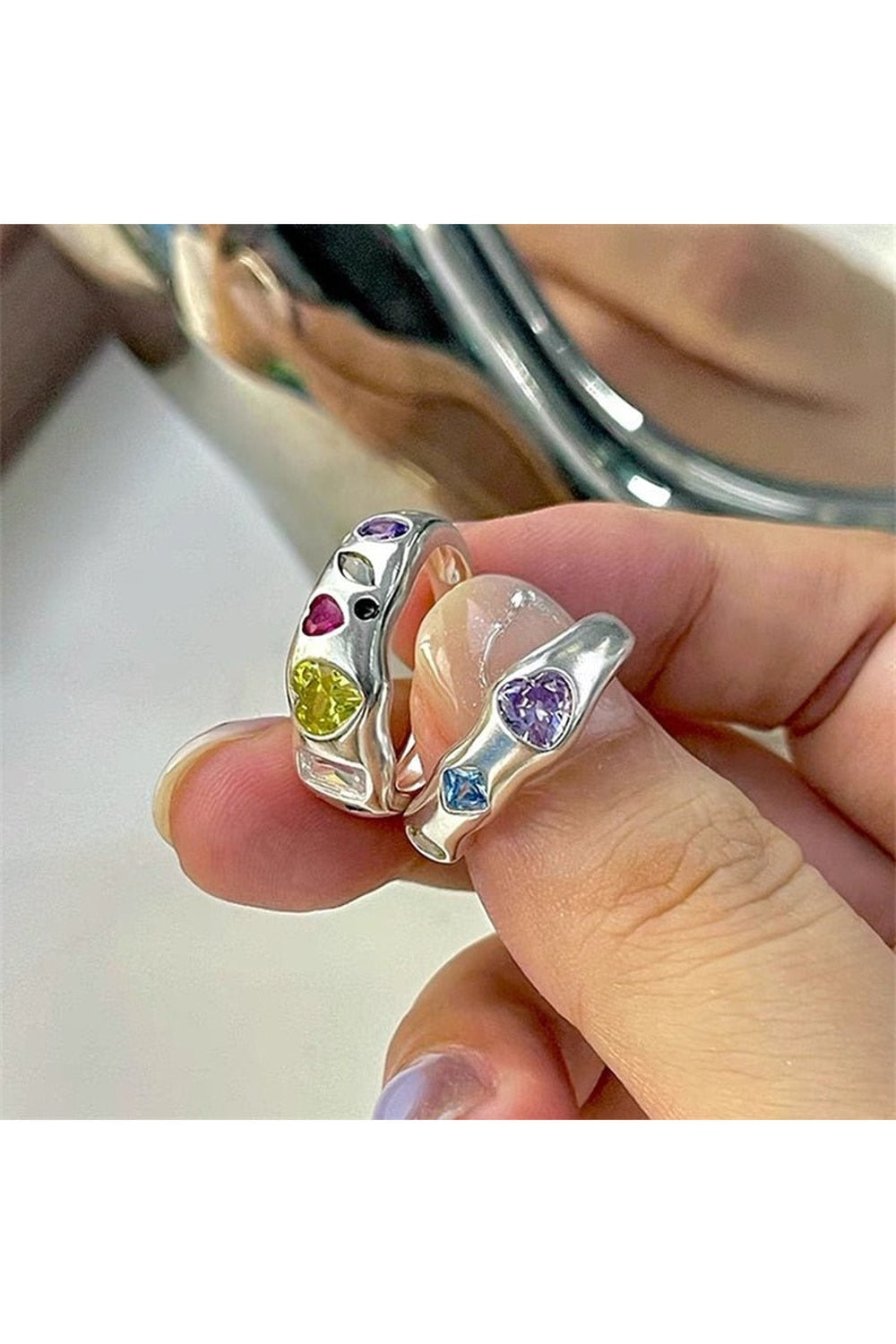 Y2k Indie Opal Zircon Ring