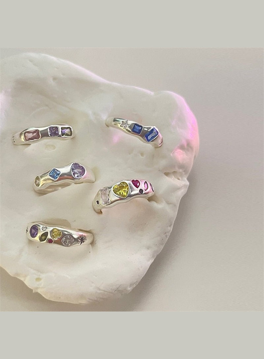 Y2k Indie Opal Zircon Ring