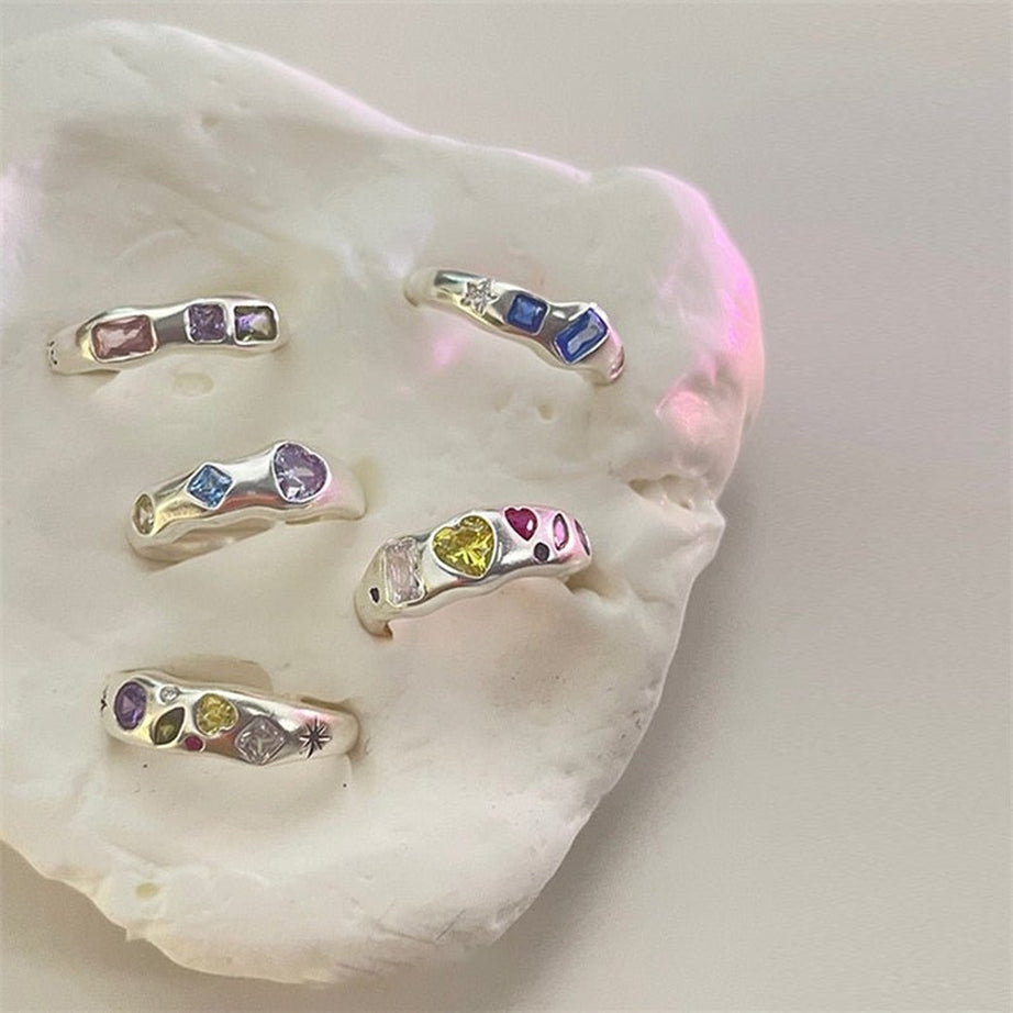 Y2k Indie Opal Zircon Ring