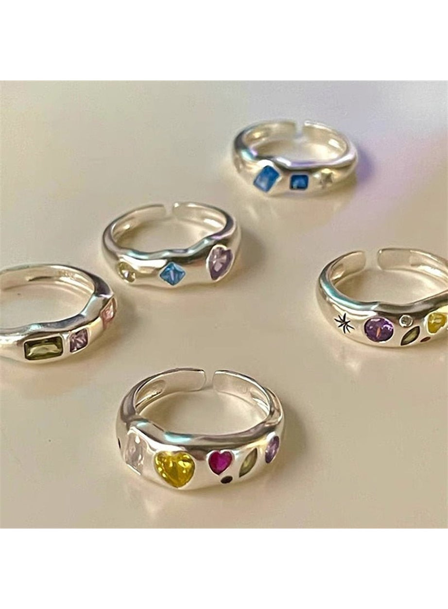 Y2k Indie Opal Zircon Ring